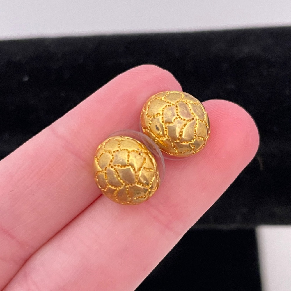 Vintage Heavy Gold Tone Preppy Dainty Festival Party Office Core Stud Earrings